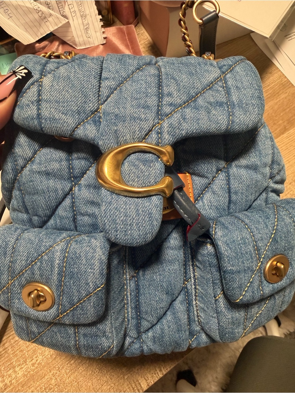 COACH Quilted Denim Tabby Small Backpack - Picture 4 of 14